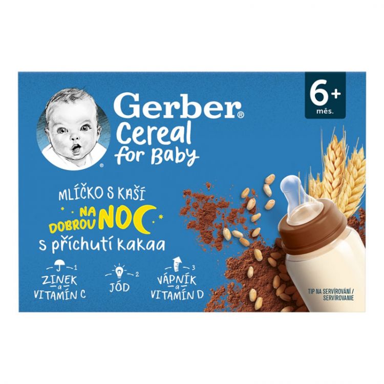 GERBER Cereal mliečko s kašou s príchuťou kakaa 2x200 ml