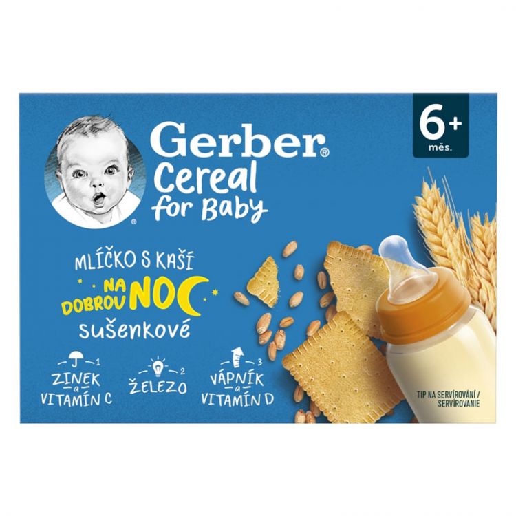 GERBER Cereal mliečko s kašou sušienkové 2x200 ml