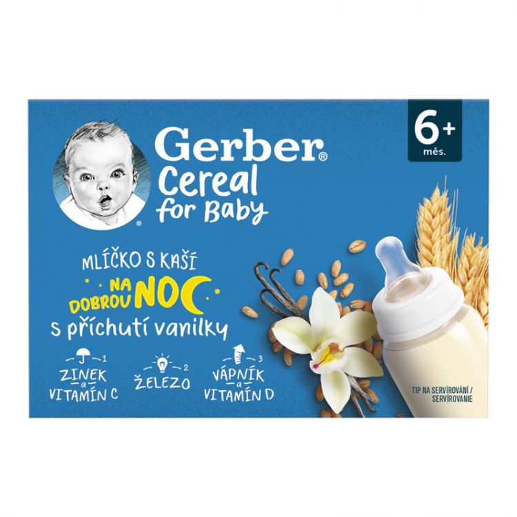 GERBER Cereal mliečko s kašou s príchuťou vanilky 2x200 ml