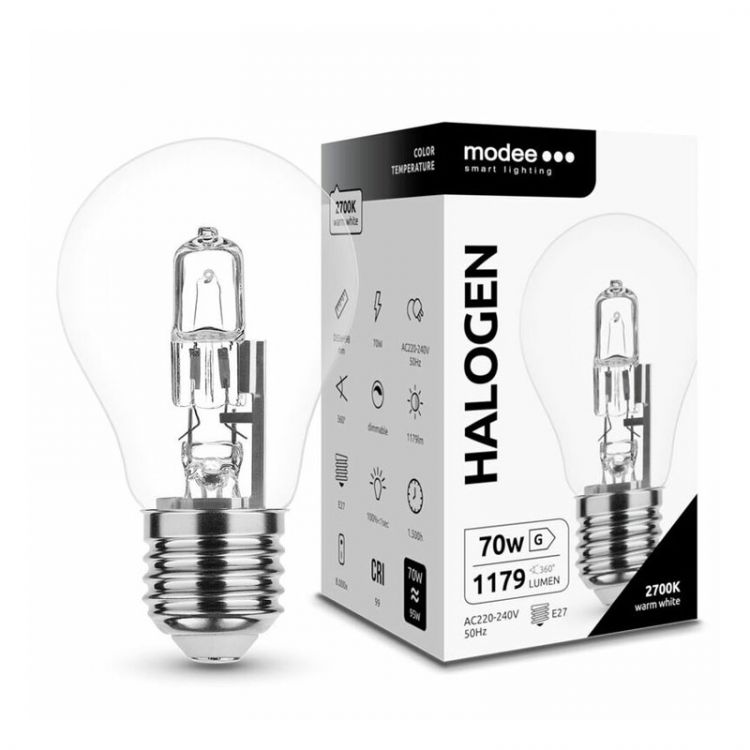 Modee ECO halogenová žiarovka Classic A55 70W E27 1179 lm teplá biela (ML-HC70WE27)