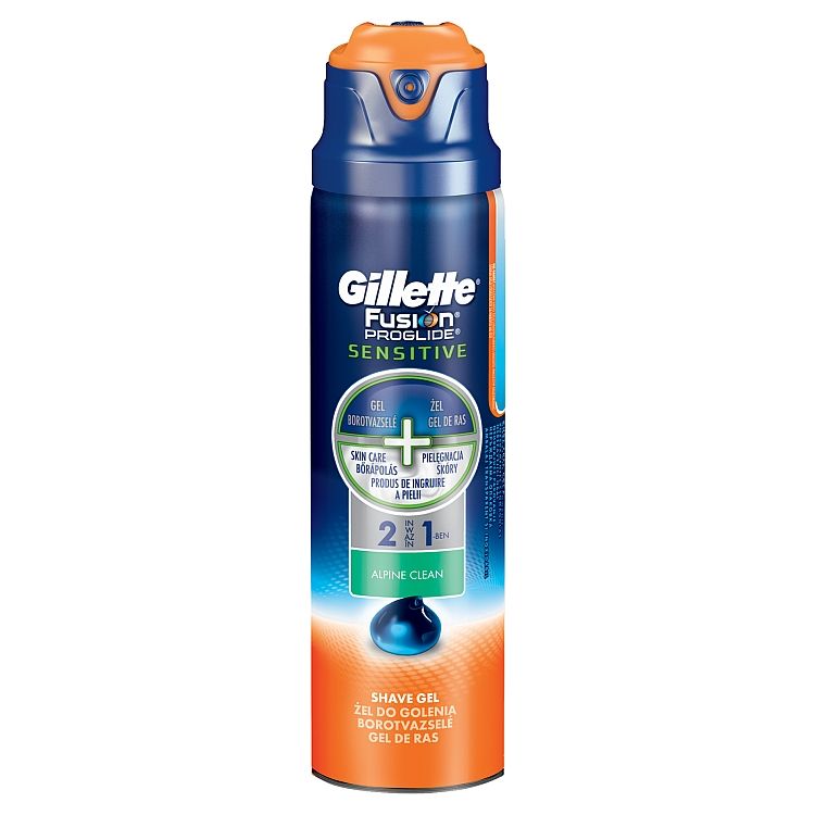 Gillette Fusion ProGlide Sensitive Alpine Clean Gél Na Holenie 2 V 1, 170 ml - eDELIA.sk