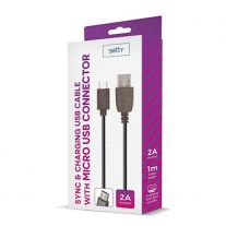 SETTY Nabíjací USB kábel 1m 2A microUSB, čierny GSM043217