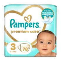 Pampers Premium Care Nappies Size 3 - 6-10kg - 78 Pcs