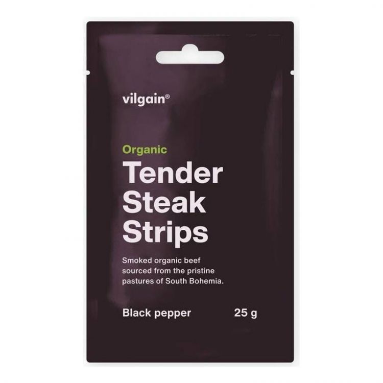 Vilgain Sušené steakové prúžky BIO čierne korenie 25 g
