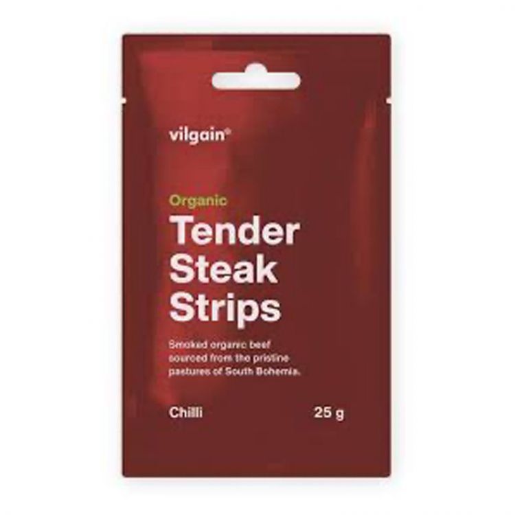 Vilgain Sušené steakové prúžky BIO chilli 25 g