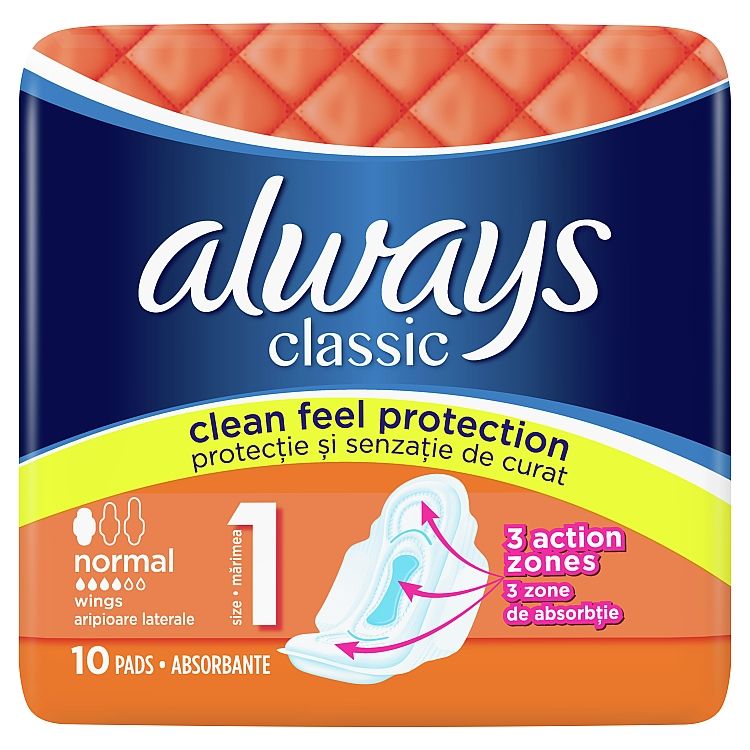 Always Classic Normal Hygienické Vložky S Krídelkami 10 ks