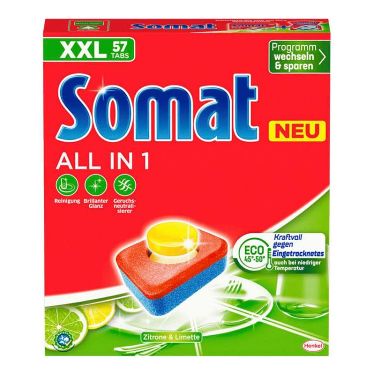 Somat dishwasher tabs 57 sc 57 pcs All in 1 Lemon
