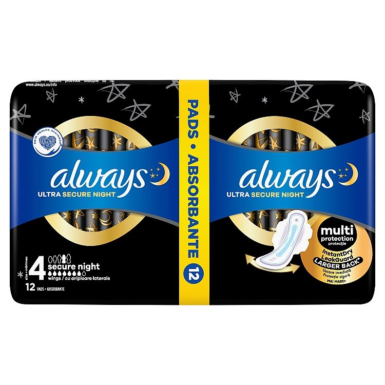Always Ultra Secure Night hygienické vložky s krídelkami 12 kusov - eDELIA.sk