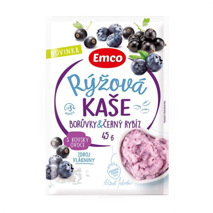 Emco Kaša ryžová s čučoriedkami a čiernymi ríbezľami 45g