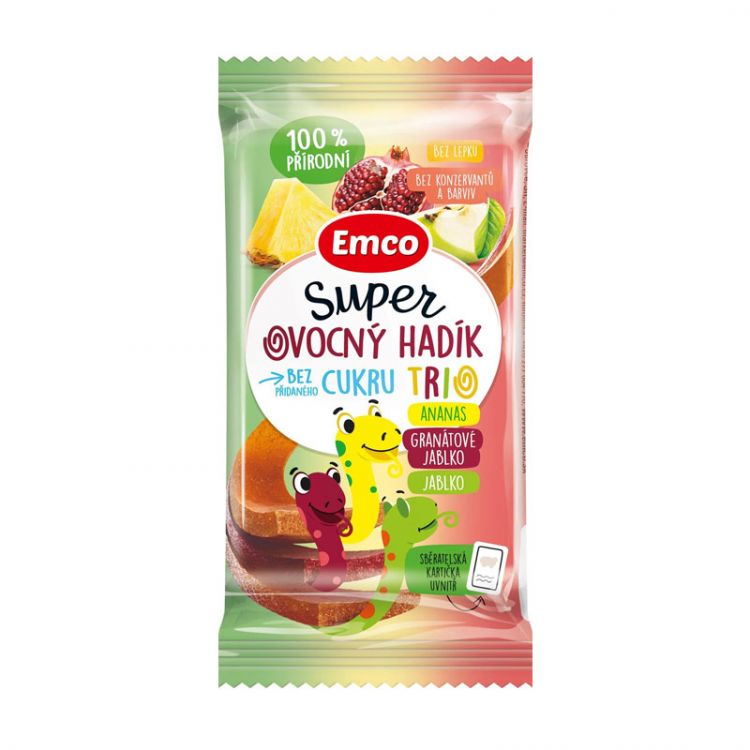 Emco Super ovocný hadík Trio ananás,granátové jablko, jablko 20g