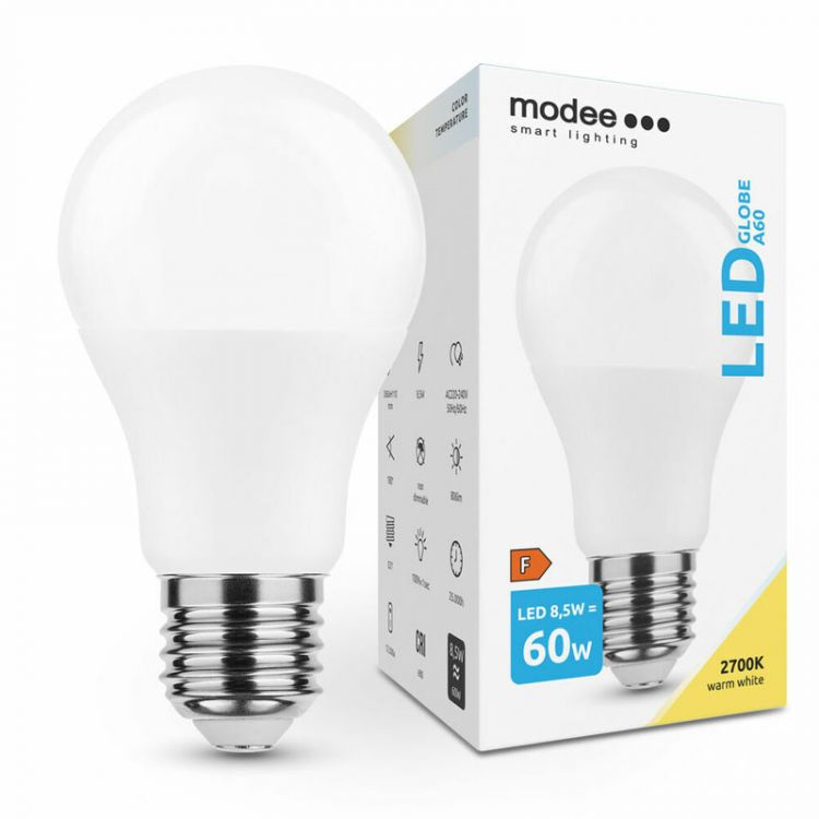 Modee Smart Lighting LED Globe žiarovka A60 8,5W E27 806 lm, teplá biela (ML-G2700K8,5WE27)