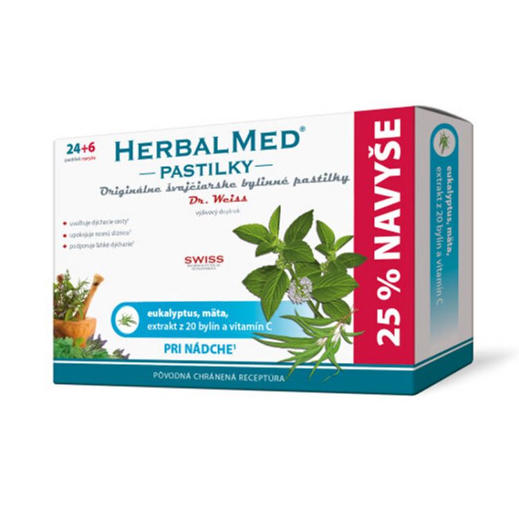 HERBALMED Pastilky pri nádche 24 + 6 kusov ZADARMO
