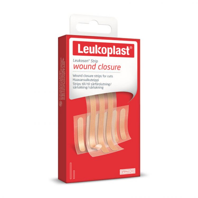 LEUKOPLAST Leukosan strip fixačné pásky na uzavretie tržných rán 2 veľkosti 9 ks