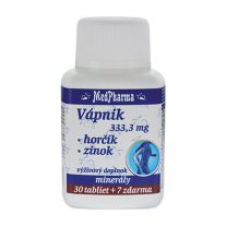 MEDPHARMA Vápnik 333,3 mg + horčík + zinok 30 + 7 tabliet ZADARMO
