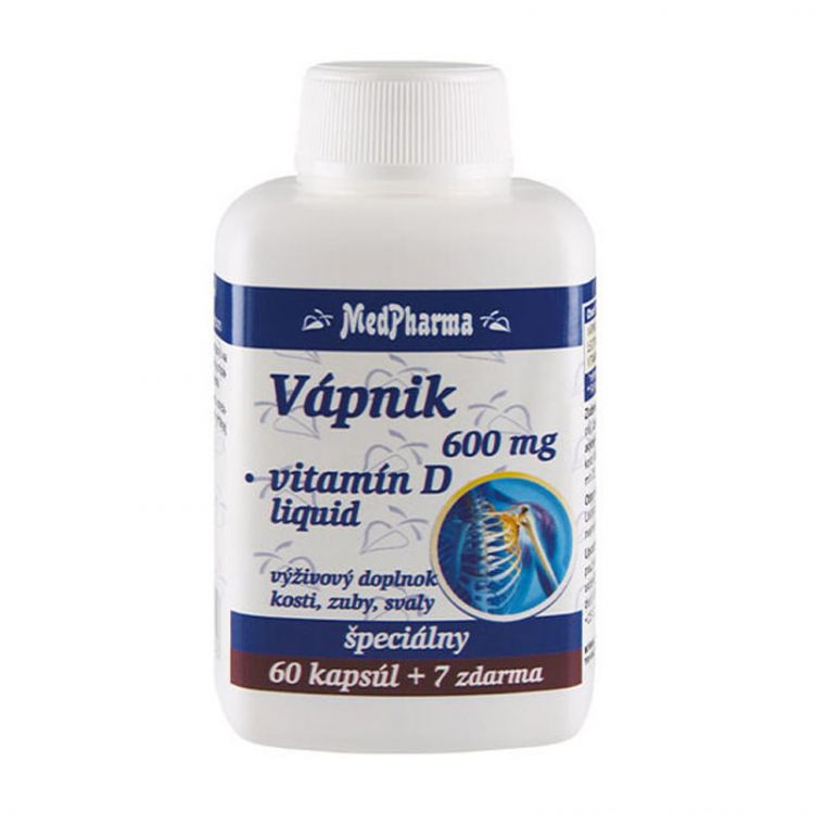 MEDPHARMA Vápnik 600 mg + vitamín D liquid 60 + 7 tabliet ZADARMO
