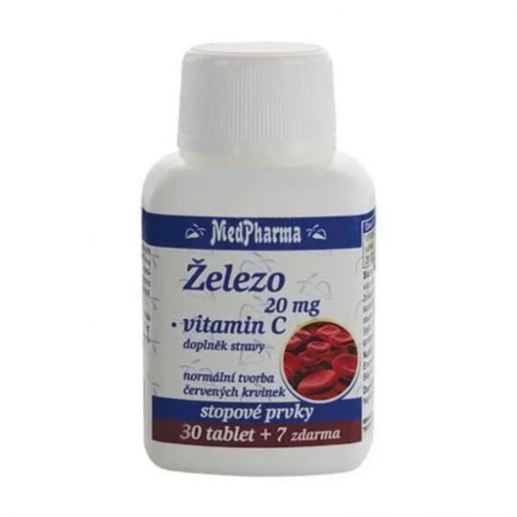 MEDPHARMA Železo 20 mg + vitamín C 30 + 7 tabliet ZADARMO