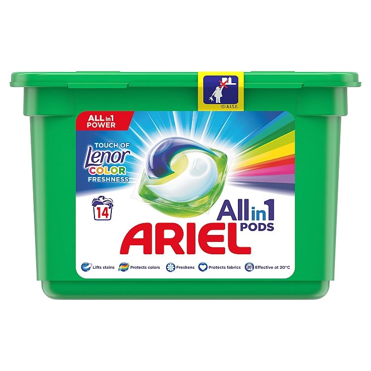 Ariel All In 1 Pods Touch Of Lenor Fresh Color, Gélové Kapsuly Na Pranie, 14 Praní