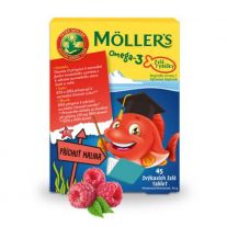 MOLLER´S Omega 3 želé rybičky príchuť malina 45 ks