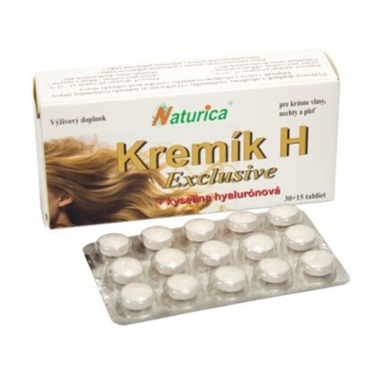 NATURICA Kremík H Exclusive + kyselina hyalurónová 30 + 15 tabliet ZADARMO