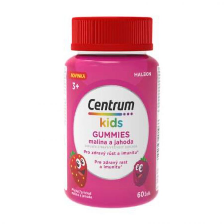 CENTRUM Kids gummies malina a jahoda multivitamín pre deti 60 želé