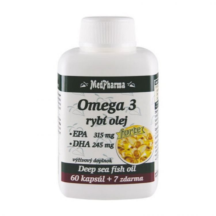 MEDPHARMA Omega 3 rybí olej forte EPA, DHA 60 + 7 kapsúl ZADARMO