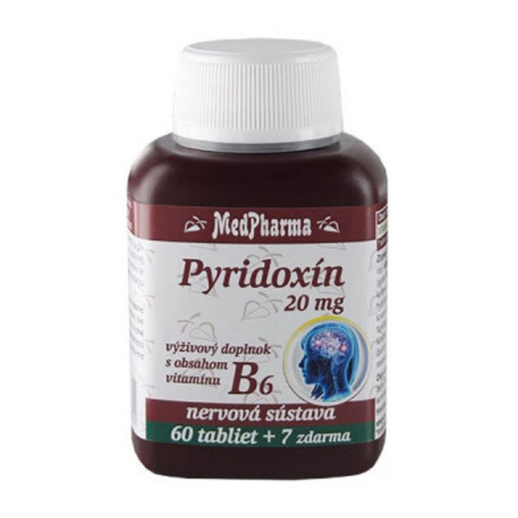 MEDPHARMA Pyridoxín 20 mg (vitamín B6) 60 + 7 tabliet ZADARMO