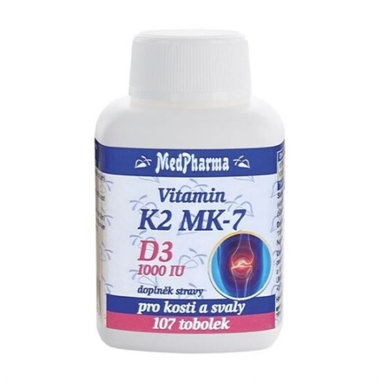 MEDPHARMA Vitamín K2 MK-7 + D3 1000 IU 107 kapsúl