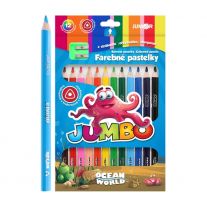 Pastelky JUNIOR Ocean World JUMBO trojhranné - sada 12 ks + strúhadlo
