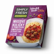 Simple fresh Mäsové guličky s paradajkovou omáčkou a špagetami 350g