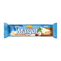 Margot mini biela a karamel, sójová tyčinka máčaná v bielej poleve s kúskami karamelu, 40 g