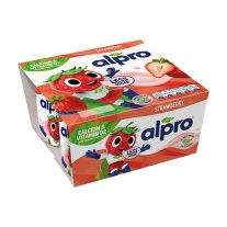 ALPRO Kids Fermentovaný sójový výrobok - jahoda, obohatený o vápnik, jód a vitamíny 4x115g