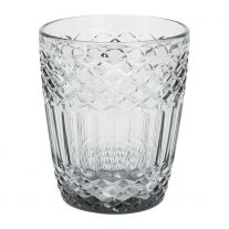 Pohár sklenený, brúsený, 300 ml, sivý