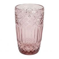 Pohár sklenený, brúsený, 380 ml, ružový