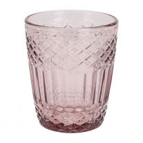 Pohár sklenený, brúsený, 300 ml, ružový