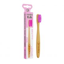 NORDICS Detská bambusová kefka na zuby s ružovými štetinami
