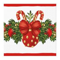 Obrúsky z hodvábneho papiera TaT 33x33cm Red Christmas Bauble 20 ks