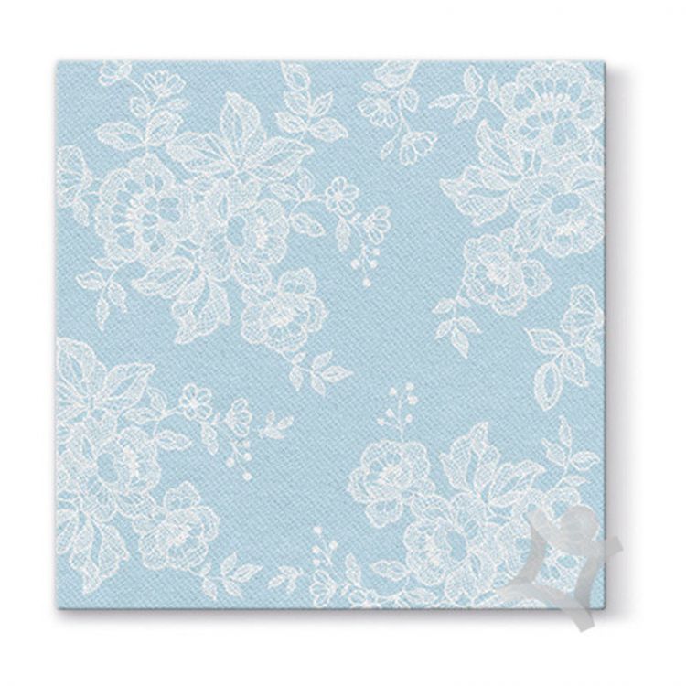 Obrúsky z hodvábneho papiera PAW AIRLAID L 40x40cm Soft Lace Light Blue 50 ks