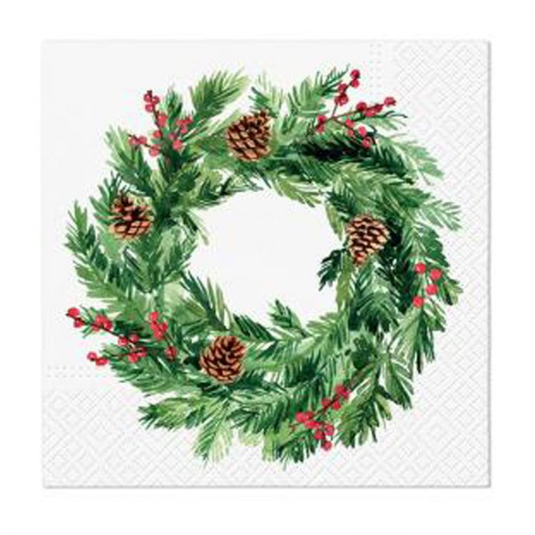 Obrúsky z hodvábneho papiera TaT 33x33cm Pine Cones Circle 20 ks