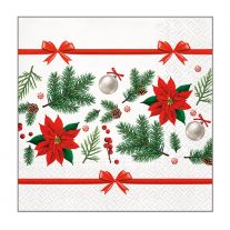 Obrúsky z hodvábneho papiera TaT 33x33cm Festive Poinsetia 20 ks