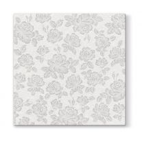Obrúsky z hodvábneho papiera PAW AIRLAID L 40x40cm Subtle Roses Silver 50 ks