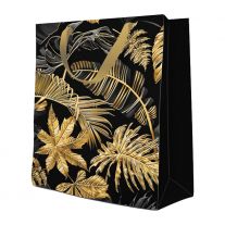 Darčeková taška stredná - Gold Leaves 20x10x25 cm