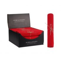 Organza látková 28x200 cm - pruhovaná látka, červená farba