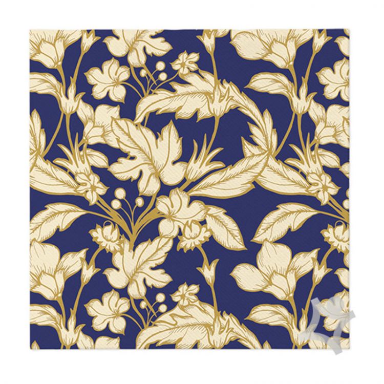 Obrúsky z hodvábneho papiera PAW AIRLAID 40x40 cm - Beautiful Floral Pattern dark Blue 50 ks