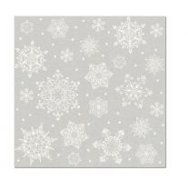 Obrúsky z hodvábneho papiera  PAW AIRLAID 40x40cm Snowflakes silver 50 ks