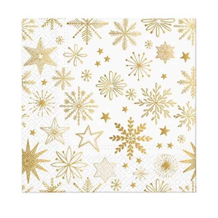 Obrúsky z hodvábneho papiera PAW L 33x33cm Shiny snowflakes 20 ks