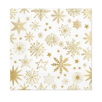 Obrúsky z hodvábneho papiera PAW L 33x33cm Shiny snowflakes 20 ks