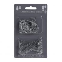 Háčiky na vianočný stromček, strieborné 150 ks