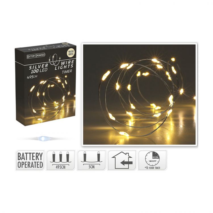 Svetelná reťaz 100 LED biela teplá, dĺžka 495 cm