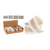 Dekoračná stuha 63x2700 mm biela so zlatou potlačou (mix 4 vzorov, cena /1 ks)