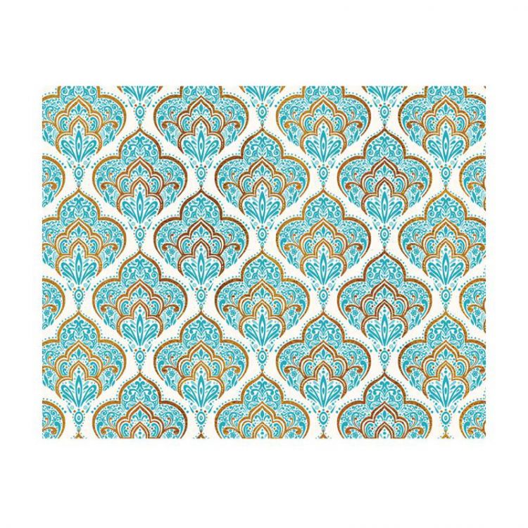 Luxuxný darčekový baliaci papier FLORENTIA 70x100 cm - modro-zlatý vzor